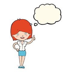 cartoon woman with idea with thought bubble
