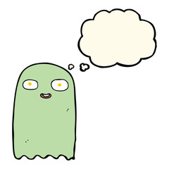 funny cartoon ghost with thought bubble