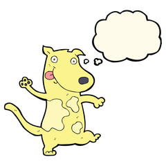 cartoon happy dog with thought bubble