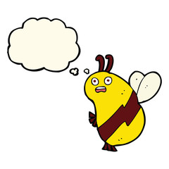 funny cartoon bee with thought bubble