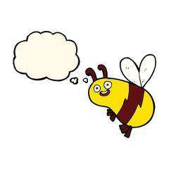 funny cartoon bee with thought bubble