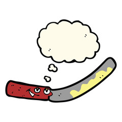 cartoon butter knife with thought bubble