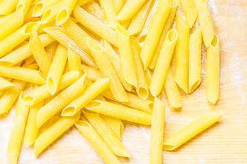 Dry pasta on the table