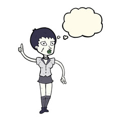 cartoon halloween girl with thought bubble