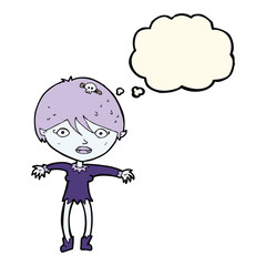 cartoon vampire girl with thought bubble