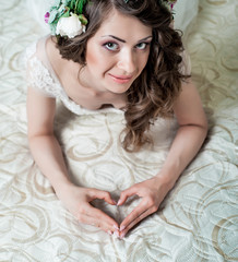 beautiful brunette bride in interior