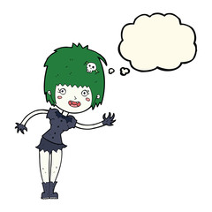 cartoon vampire girl with thought bubble
