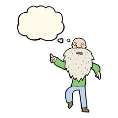 Fototapeta premium cartoon stressed old man with thought bubble