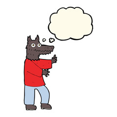 cartoon funny werewolf with thought bubble