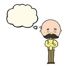 cartoon grandfather with thought bubble