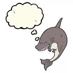 Zelfklevend Fotobehang cartoon shark with thought bubble © lineartestpilot