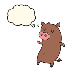 Fototapeta premium funny cartoon pig with thought bubble
