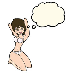 cartoon sexy woman posing with thought bubble