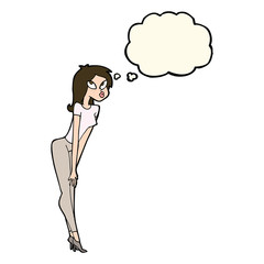 cartoon attractive girl with thought bubble