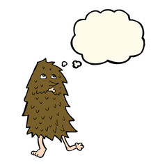 cartoon monster with thought bubble