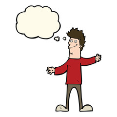 Fototapeta premium cartoon happy man with thought bubble