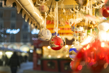 Christmas balls on christmas market