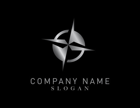 compass silver color logo