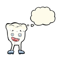 cartoon tooth with thought bubble