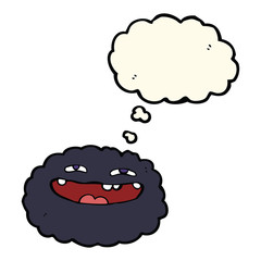 happy cartoon cloud with thought bubble