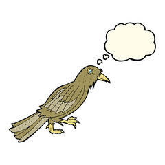 cartoon crow with thought bubble