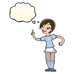 cartoon waitress taking order with thought bubble
