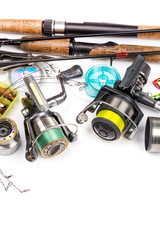 fishing tackles - rod, reel, line and lures