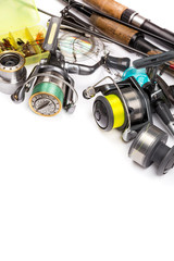 fishing tackles - rod, reel, line and lures