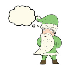 cartoon santa claus with thought bubble