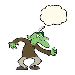 cartoon goblin with thought bubble