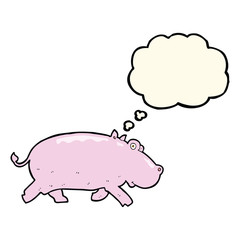cartoon hippopotamus with thought bubble