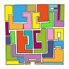 Geometric colorful abstract style square on white background.