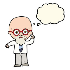 cartoon professor with thought bubble