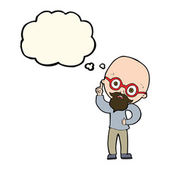 cartoon old man  with thought bubble