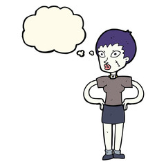 cartoon halloween girl with thought bubble
