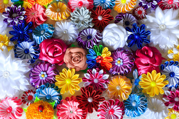 Tsumami kanzashi and brooches from Foamiran