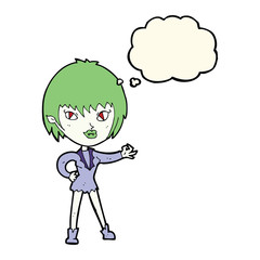 cartoon vampire girl with thought bubble