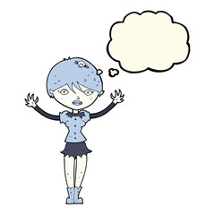 cartoon vampire girl with thought bubble