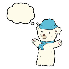 cartoon cute polar bear with thought bubble