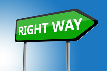 Illustration of right way directions sign