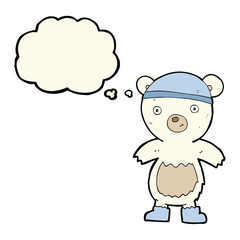 cartoon cute polar bear with thought bubble