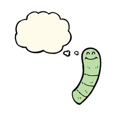 cartoon worm with thought bubble