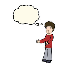 cartoon man explaining with thought bubble