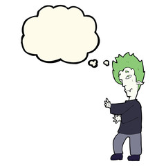 cartoon vampire with thought bubble