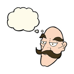 cartoon old man face with thought bubble