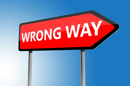 Illustration of wrong way directions sign