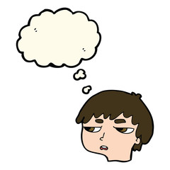 cartoon annoyed boy with thought bubble