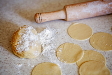 Preparation of dough for ravioli, pelmeni, dumplings, gedza