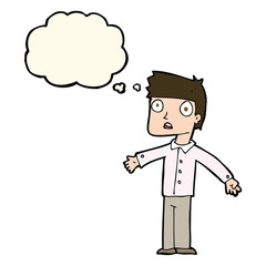 cartoon shocked man with thought bubble