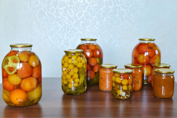 Home canned vegetables in the room